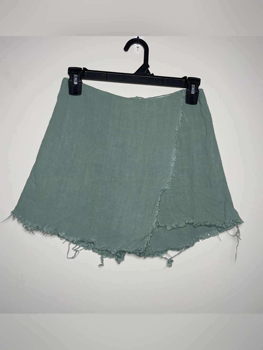 Blue Blush S Deep Teal Distressed Bottom Layered Back Zip Skort Boho
